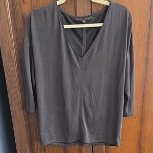 White House Black Market Dusty Black V-Neck Long Sleeve Top